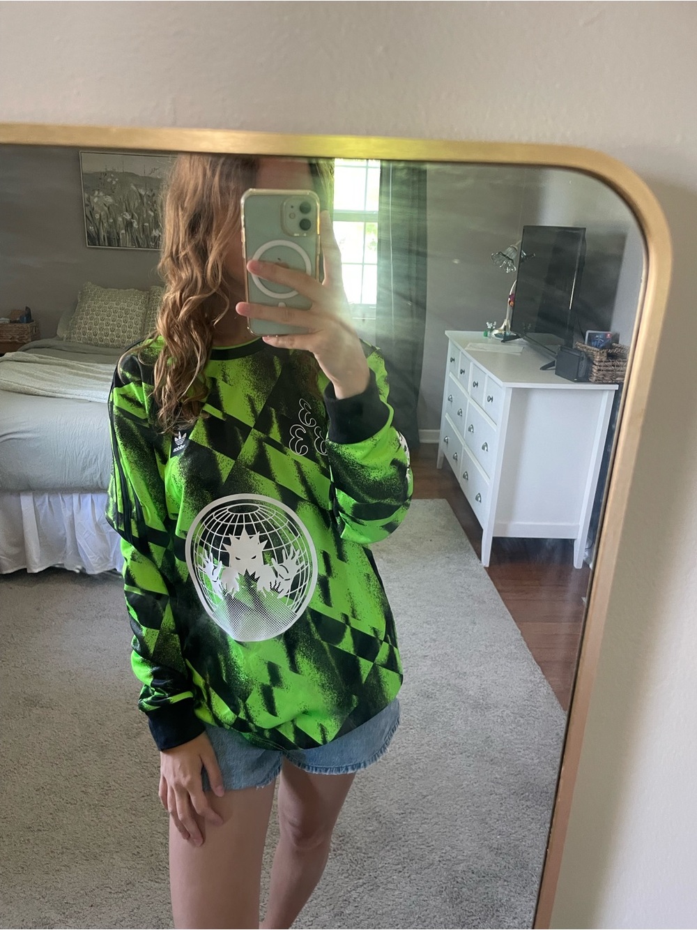 adidas Black and Neon Green Graphic soccer club jersey